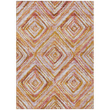 5' X 8' Orange Copper And Gold Geometric Washable Indoor Outdoor Area Rug