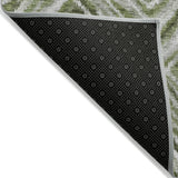 3' X 5' Artichoke Green And Sage Geometric Washable Indoor Outdoor Area Rug