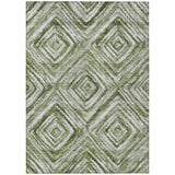 8' X 10' Artichoke Green And Sage Geometric Washable Indoor Outdoor Area Rug