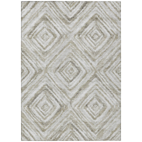 8' X 10' Beige Taupe And Ivory Geometric Washable Indoor Outdoor Area Rug