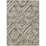 8' X 10' Brown Beige And Ivory Geometric Washable Indoor Outdoor Area Rug