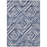 8' X 10' Navy Blue And Sky Blue Geometric Washable Indoor Outdoor Area Rug