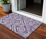 3' X 5' Purple Lavender And Gray Geometric Washable Indoor Outdoor Area Rug