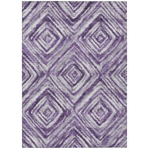 5' X 8' Purple Lavender And Gray Geometric Washable Indoor Outdoor Area Rug