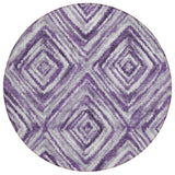 8' Purple Lavender And Gray Round Geometric Washable Indoor Outdoor Area Rug