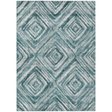 3' X 5' Teal Blue Aqua And Gray Geometric Washable Indoor Outdoor Area Rug