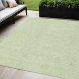 5' X 8' Artichoke Green And Mint Green Floral Washable Indoor Outdoor Area Rug