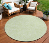 8' Artichoke Green And Mint Green Round Floral Washable Indoor Outdoor Area Rug