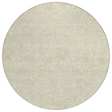 8' Ivory And Beige Round Floral Washable Indoor Outdoor Area Rug