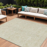 8' X 10' Ivory And Beige Floral Washable Indoor Outdoor Area Rug