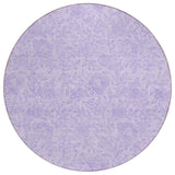 8' Lilac And Purple Round Floral Washable Indoor Outdoor Area Rug