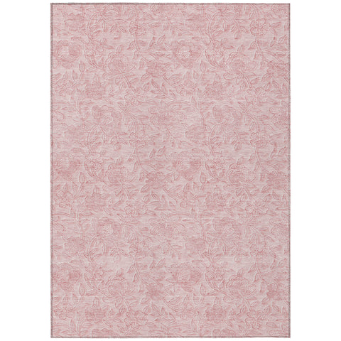 8' X 10' Pink And Red Floral Washable Indoor Outdoor Area Rug
