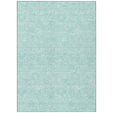 5' X 8' Teal Blue And Aqua Floral Washable Indoor Outdoor Area Rug