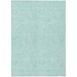 8' X 10' Teal Blue And Aqua Floral Washable Indoor Outdoor Area Rug