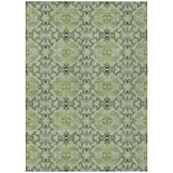 8' X 10' Artichoke Green And Fern Green Medallion Washable Indoor Outdoor Area Rug