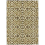 5' X 8' Brown Beige And Tan Medallion Washable Indoor Outdoor Area Rug
