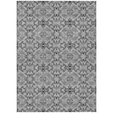 8' X 10' Gray Silver And Charcoal Medallion Washable Indoor Outdoor Area Rug