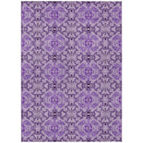 3' X 5' Purple And Lavender Medallion Washable Indoor Outdoor Area Rug