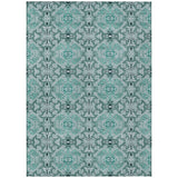 3' X 5' Teal Blue And Aqua Medallion Washable Indoor Outdoor Area Rug
