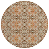 8' Terra Cotta Copper And Beige Round Medallion Washable Indoor Outdoor Area Rug