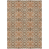 8' X 10' Terra Cotta Copper And Beige Medallion Washable Indoor Outdoor Area Rug