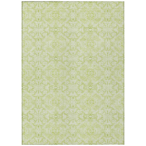 3' X 5' Artichoke Green And Green Medallion Washable Indoor Outdoor Area Rug