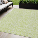 5' X 8' Artichoke Green And Green Medallion Washable Indoor Outdoor Area Rug