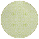 8' Artichoke Green And Green Round Medallion Washable Indoor Outdoor Area Rug