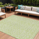 8' X 10' Artichoke Green And Green Medallion Washable Indoor Outdoor Area Rug