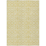 5' X 8' Gold And Ivory Medallion Washable Indoor Outdoor Area Rug