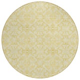 8' Gold And Ivory Round Medallion Washable Indoor Outdoor Area Rug