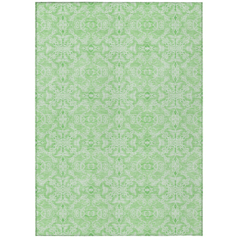 3' X 5' Lime Green And Green Medallion Washable Indoor Outdoor Area Rug
