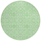 8' Lime Green And Green Round Medallion Washable Indoor Outdoor Area Rug