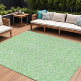 8' X 10' Lime Green And Green Medallion Washable Indoor Outdoor Area Rug