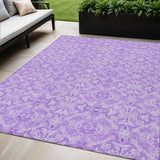 5' X 8' Lavender And Purple Medallion Washable Indoor Outdoor Area Rug