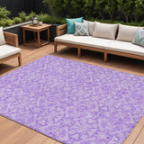8' X 10' Lavender And Purple Medallion Washable Indoor Outdoor Area Rug