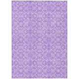 8' X 10' Lavender And Purple Medallion Washable Indoor Outdoor Area Rug