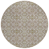 8' Brown Beige And Taupe Round Medallion Washable Indoor Outdoor Area Rug