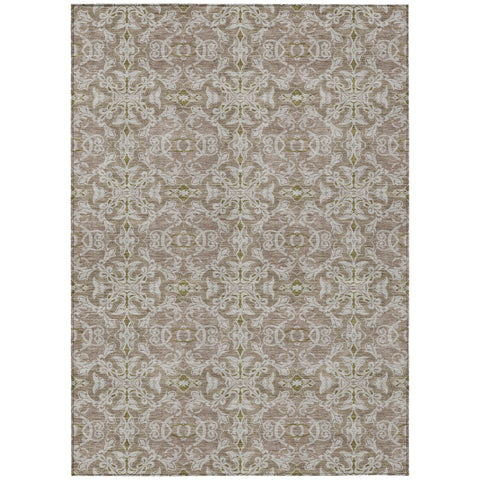 8' X 10' Brown Beige And Taupe Medallion Washable Indoor Outdoor Area Rug