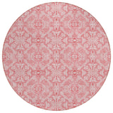 8' Pink And Blush Round Medallion Washable Indoor Outdoor Area Rug