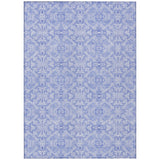 5' X 8' Sky Blue And Denim Blue Medallion Washable Indoor Outdoor Area Rug