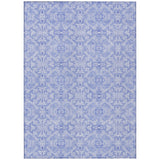 8' X 10' Sky Blue And Denim Blue Medallion Washable Indoor Outdoor Area Rug
