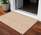 3' X 5' Salmon And Beige Medallion Washable Indoor Outdoor Area Rug