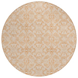 8' Salmon And Beige Round Medallion Washable Indoor Outdoor Area Rug