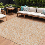 8' X 10' Salmon And Beige Medallion Washable Indoor Outdoor Area Rug