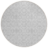 8' Silver And Gray Round Medallion Washable Indoor Outdoor Area Rug