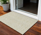3' X 5' Tan And Beige Medallion Washable Indoor Outdoor Area Rug