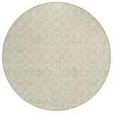 8' Tan And Beige Round Medallion Washable Indoor Outdoor Area Rug