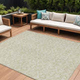 8' X 10' Tan And Beige Medallion Washable Indoor Outdoor Area Rug