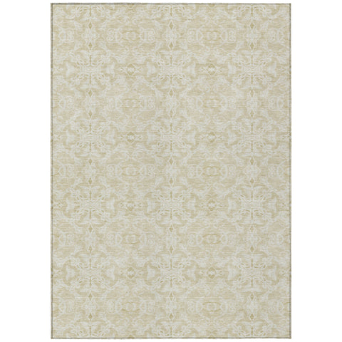 8' X 10' Tan And Beige Medallion Washable Indoor Outdoor Area Rug